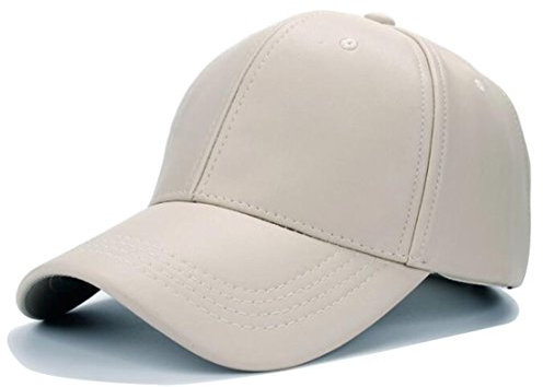 Kuyou Unisex Klassische PU Leder Baseball Cap Sports Outdoor Basecap Kappe (Khaki)