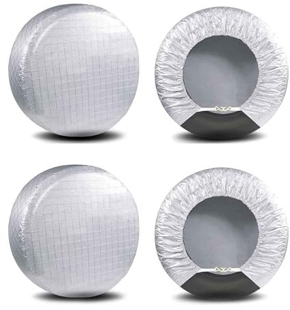 Amfor Reifenabdeckungen, 4er-Set, wasserdichte Aluminiumfolie, Sonnenschutz, wetterfest, passend für 48,3 cm bis 55,9 cm Reifendurchmesser
