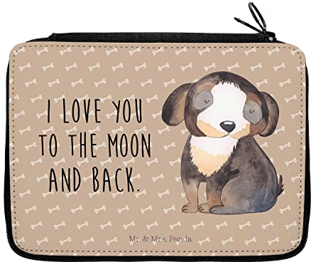 Mr. & Mrs. Panda Mäppchen Hund Entspannen - Geschenk, Federtasche, Etui, Sprüche, für Stifte, Liebe, Federmappe, Niedlich, Entspannt, Bleistiftetui