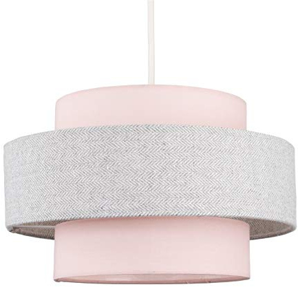 MiniSun | Modern Ceiling Light Shade in a Pink and Grey Herringbone Finish | Pendant Lights, Home Décor & Improvement Essential | Includes 10W GLS Bulb [3000K Warm White] | 30cm Shade Width