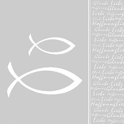 Kommunions-Servietten Konfirmations-Servietten PEACEFUL FISCH weiß & silber-grau Fisch-Motiv/Kirchliches Fest/Kommunion Junge & Mädchen/Konfirmation Firmung Taufe (40 Servietten)