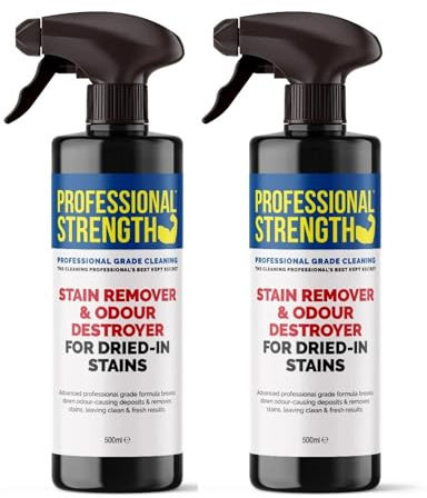 Professional Strength Dried-In Stain Remover 500 ml (Pack of 2) – Enzyme Based Cleaner – Safe For Clothes, Upholstery, Carpets And Mattresses