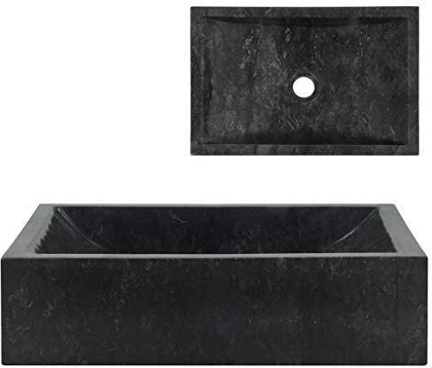 Festnight Bad-Waschbecken | Marmor Waschschale | Rechteckig Badezimmer Handwaschbecken | Marmorwaschbecken | Schwarz Marmor 45 x 30 x 12 cm