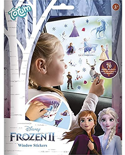 Totum 680739 Frozen II Fenstersticker mit über 70 statischen Aufklebern und einer Landschaftsszene von Anna & Elsa