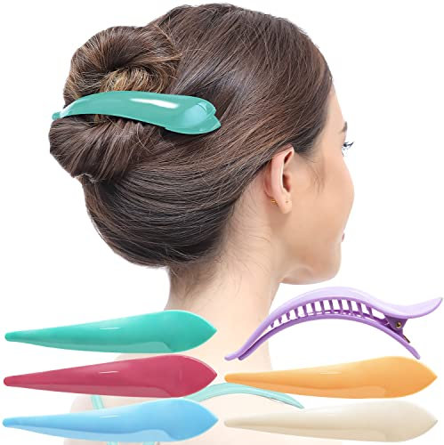 RC ROCHE 6 Stück Entenschnabel Haarspange Krokodil für Damen Mädchen Bogen Geschwungen Haarklammer Alligator Starker Halt Professionelles Styling, Groß Pastell Multifarben