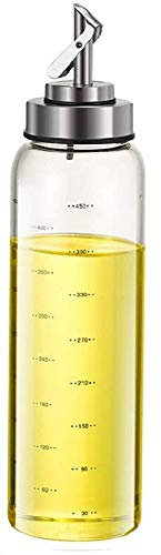 XiaoShenLu Botella de Aceite, Dispensador de Aceite Oliva y Vinagre, Aceitera y Vinagrera Antigoteo De Acero Inoxidable y Vidrio para Cocinar BBQ Barbacoas Pasta Parrillas, 500ml