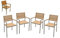 Gravidus 4er Set Stapelstuhl aus Edelstahl und Teak