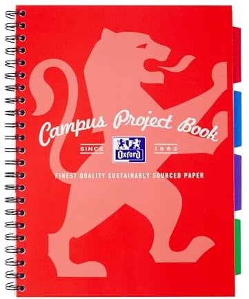 Oxford Campus, A4 Projektbuch, A4 Notizbuch liniert mit Trennblättern, metallic-blau