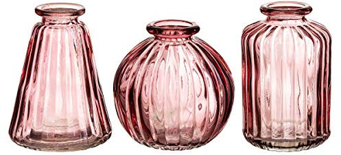 Sass & Belle – Lot de 3 soliflores en verre rose