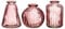 Sass & Belle – Lot de 3 soliflores en verre rose