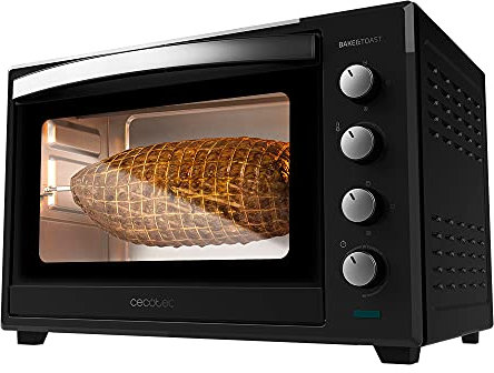 Cecotec Horno Sobremesa de Convección Bake&Toast 6000 Black Gyro. 2000 W, Capacidad 60 L, 12 Funciones Combinables, Incluye Rustidor giratorio, Acero Lacado Negro