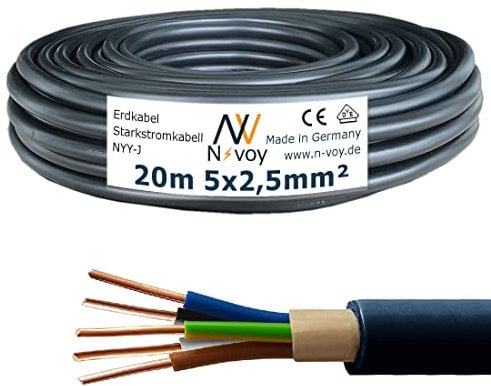 NYY-J 5x2,5 mm² 20m Erdkabel Starkstromkabel in Beton Erdreich DIN VDE 0276 M44