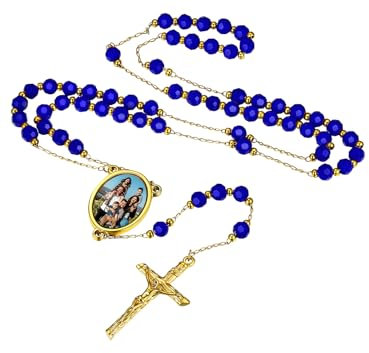 FaithHeart goldener Rosenkranz Halskette für Damen Mädchen Personalisierte Rodenkranz Kette mit Foto Gravur