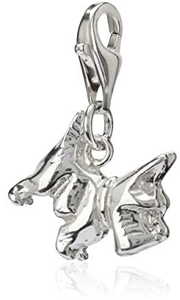 NKlaus Damen Charm-Anhänger Hund 925 Silber 13x13mm Schmuck für Bettelarmband Amulett 36283