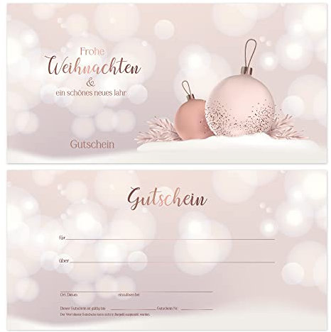 cosmeticPlus 50Weihnachts – Gutscheinkarten ELEGANT CHRISTMAS, Gutschein Geschenkgutschein für Beauty, Mode, Dienstleister