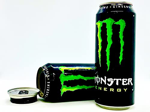Monster Stash Can REAL | Screw Top - LIQUID FILLED SLOSHES INSIDE CAN WALLS - Safe Diversion Can | Disguise Bottle Money Valuables Plug Socket Safe Smellproof bag (Original/Black & Green)