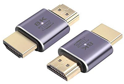 PNGKNYOCN 8K HDMI Konverter, HDMI 2.1 Stecker auf Stecker Adapter 48Gbps Ultra HD Anschluss mit LED Licht, unterstützt 8K@60Hz, 4K@120Hz, HDR, eARC,für HDTV,Monitor,Projektor(2-Pack)