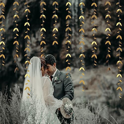 Papier Girlande Gold Deko 52Ft Partyset Doppelseitig Metallisches Papier Hängende Blätter Wimpelkette Banner für Hochzeit Party Geburtstag Verlobung Jahrestag (Gold)