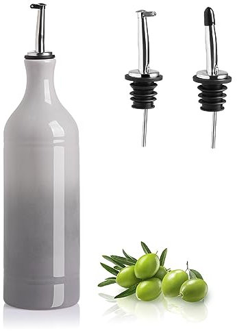 Sweejar Large Ceramic Olive Oil Dispenser Bottle, Gradient Fog Gray, 24 Fl Oz, Modern Home Decor, Kitchen Storage, Dining, Food Storage, Multi-Purpose