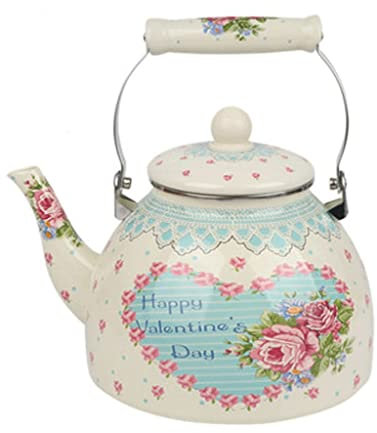 Emaille-Wasserkocher, Kaffeekanne, praktische Büro-Teekanne, Tee-Set, Blumen-Teekanne, Kaffeekanne (Farbe: A, Größe: Einheitsgröße) Present