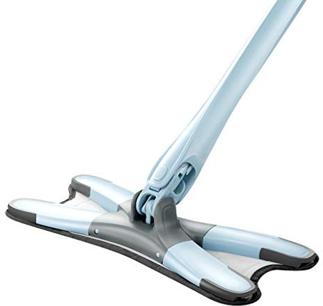 Fregona Azul, fregona de Microfibra para Limpieza de Madera Dura, fregona húmeda giratoria de 360 Grados, para Cocina casera y Todas Las Superficies del Suelo