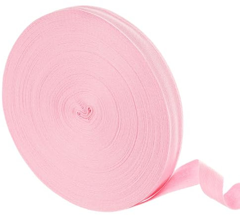 sourcing map 45,7 m Baumwoll-Twill-Klebeband, 25 mm Fischgrätenmuster, Schrägband für Kleidung, Nähen, DIY Handwerk (Rosa)