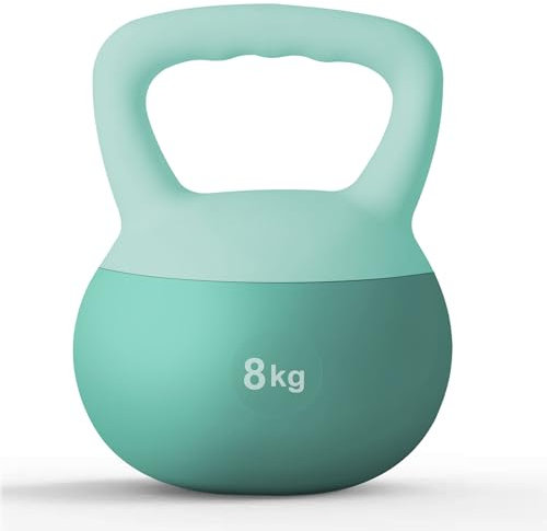 sogesfurniture Weiche Kettlebell 8 kg, Kugelhantel Weich, Bodenschonende Schwunghantel Kugelgewicht für Frauen Gewichtheben, Krafttraining Fitness Gymnastik, Grün