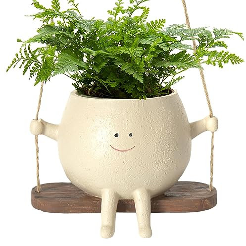 Minskaya Pots De Fleurs À Suspendre, Blanc, Pot De Fleurs Suspendu, Résine, Rectangulaire, 7.9 cm x 11 cm x 13.8 cm, Indoor, Outdoor, Décorative, Design Unique