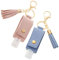 WOAILIANGEJINJIN 2 Pcs Portable Squeeze Bottles Refillable Bottle Leather Keychain Holders Hand Sanitizer Containers with Hook for Travel, Outdoor Activities, School