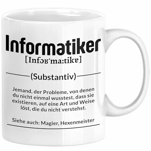 Informatiker Geschenk Tasse Kaffee-Becher Geschenkidee für Informatiker IT-Experte Softwareentickler (Weiß)