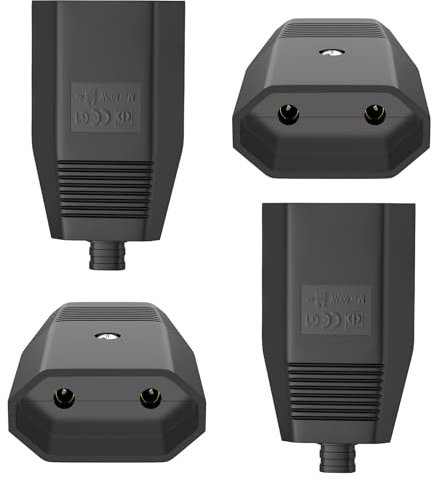 VIEVRE 4 Stücke Eurokupplung Flach, Kupplung 230V, Schuko Kupplung Flach, Euro Kupplung 230v Flach, Eurostecker Flach für Schuko Stecker Flach(Schwarz)