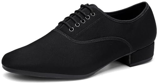 Männer Ballsaal Tanzschuhe, 2,5 cm Absatz Tanzschuh Latin Performance Übungstanzschuhe,Schwarz,49