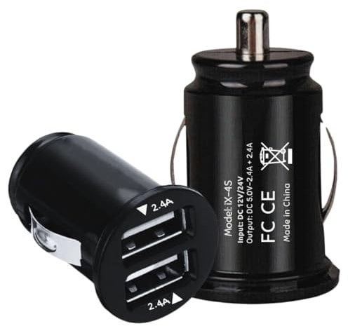 USB Car Charger Adapter, 4.8A 12V FAST CHARGING Dual Port Cigarette Lighter USB Fast Car Phone Charger for Phone 15/14/13, S24/S23/S22/A55/A54/A15/A14 (BLACK)