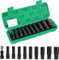 11 Pezzi Set Chiavi a Bussola 1/2, Set Bussole per Avvitatore ad Impulsi, 10-24 mm Bussole Lunghe e 2 Adattatori per Bussola, Set Bussole Esagonali para Riparazioni Auto Cambio Gomme