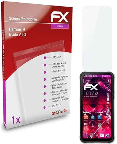 atFoliX Glasfolie kompatibel mit Hammer H Blade V 5G Panzerfolie, 9H Hybrid-Glass FX Schutzpanzer Folie