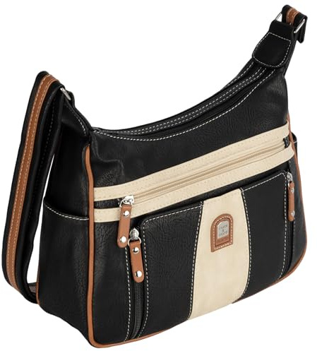 EAAKIE Damen Tasche, Schultertasche, Handtasche, Umhängetasche mit Leder Optik und vielen Fächern