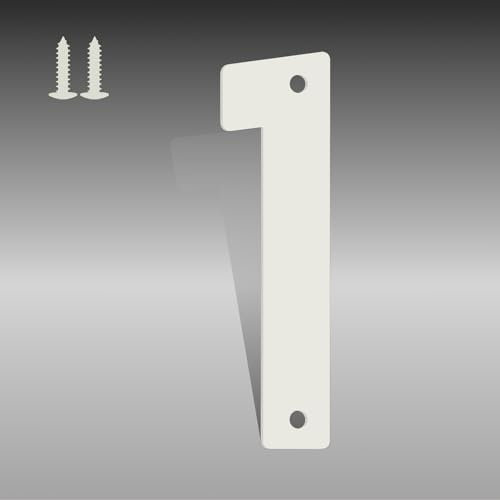 5 Inch White Metal Letters, Modern House Numbers for Outside, White Door Mailbox Numbers, Metal House Address Letter and Number for Office Apartment Outside (1)