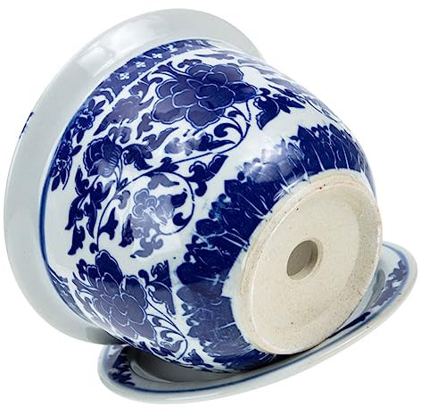 BESPORTBLE Pot De Fleurs en Porcelaine Bleu Et Jardinière Asiatique Grandes Jardinières pour Plantes D'intérieur Pots D'intérieur pour Plantes Pot De Fleur Bleu Et Céramique
