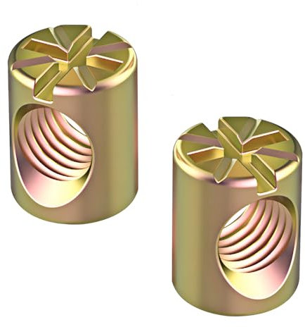 Qrity 20 Pezzi Dadi a Croce Scanalati M6 x 10mm Barrel Dadi Tasselli, Tassello Barrel Dado, Bulloni Mobili per Mobili Letto Lettino Sedie