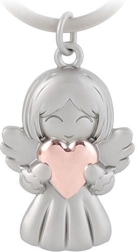 T TAKONE Schlüsselanhänger Schutzengel, Schlüsselanhänger Engel Mit Herz, Edelstahl Auto Glücksbringer Anhänger, Geschenk für Damen und Freundinnen