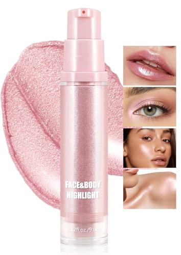 Boobeen Flüssiger Highlighter Makeup, Schimmer Creme Flüssig Illuminator Kontur für Gesicht und Körper, Smooth Glow Natürlich aussehende wasserdichte Flüssigkeit Highlight Aufhellung Make Up