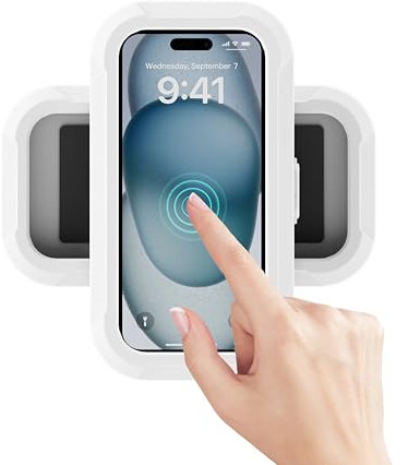 Handyhalterung Dusche Wasserdicht, 360° Drehbare Verstellbare Duschehalterung, Wall Mount Handy Wandhalterung Ständer mit HD Touchscreen für Bad, Küche, Kompatibel Weniger Als 7'' Smartphones, Weiß