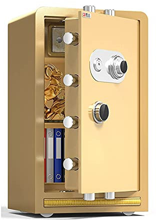 NTALJC Feuerfester, wasserdichter, digitaler Sicherheits-Schranktresor, robuster Stahltresor, feuerfester Diebstahlschutz, 80 x 48 x 40 cm, Gold