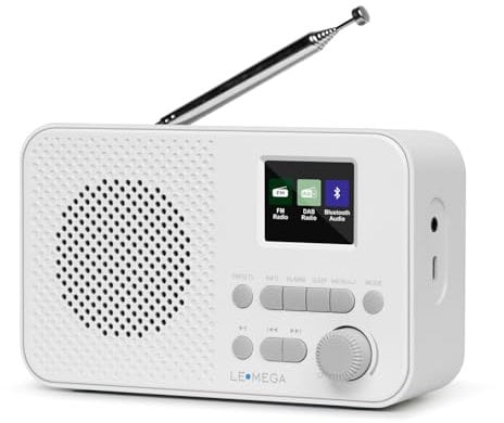 Portable DAB+ Radio with Bluetooth I Rechargeable Battery 15hr Play or Mains Powered I Full Colour Display Small DAB Radio with Alarm Clock I FM Radio,40 Presets,Headphone Jack I LEMEGA DAB GO