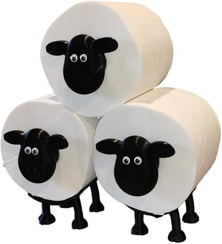 Toilettenpapierhalter mit Schaf, 3PCS Lustiger Toilettenpapierhalter Schaf Schwarz für Toilettenpapier, Klorollenhalter, Klopapierhalter oder als Geschenk