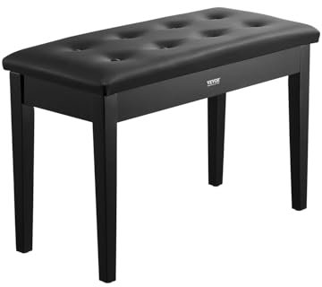 VEVOR Klavierhocker 750 x 355 x 490 mm, Klavierbank, Klavierstuhl mit hochdichter Polsterung, Ablagefach für Notenbücher, hölzerner Pianobank, Hockersitz, für Schminktisch und Wohnzimmer