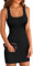 ELFIN Robe d’été Robe Moulante pour Femme Mini-Robe Courte côtelée Robe débardeur à col Rond Slim Party Club Dress Robe décontractée d’été Serrée (M, Noir)