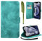 AROYI Lederhülle Kompatibel mit iPhone 12/12 Pro Hülle und Schutzfolie, Flip Wallet Handyhülle PU Leder Case Kartensteckplätzen Schutzhülle Kompatibel mit iPhone 12/12 Pro Dunkel Grün