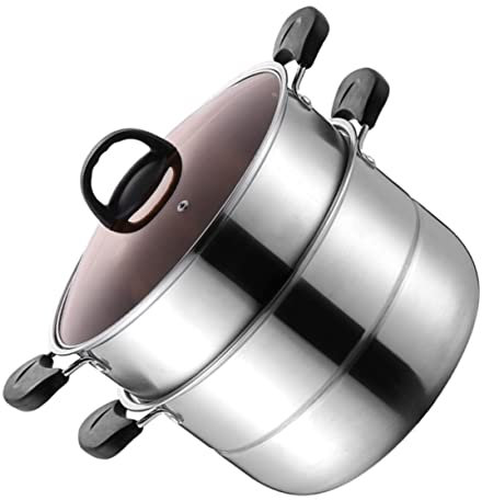 ELAYARD Olla De Vapor Para Hogar De Acero Inoxidable y Vidrio Alta Temperatura Fácil De Limpiar Para Gas y Inducción