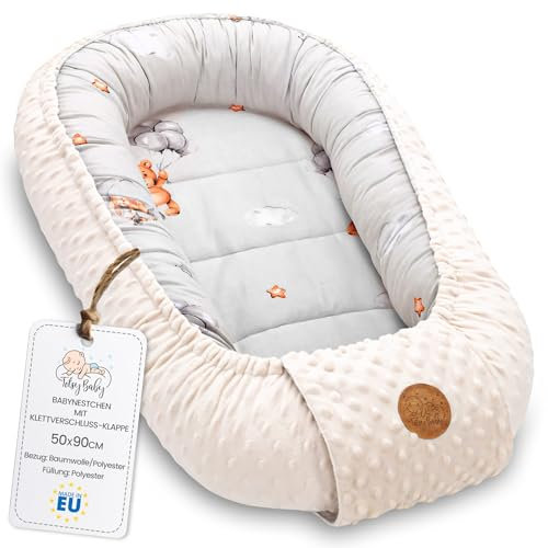Nestchen Baby - Babynestchen Neugeborene Minky Babynest für Kinderbett Vielseitiges tragbar Nest kuschelnest zubehör für babybett warm Winter coccon Teddybären Beige